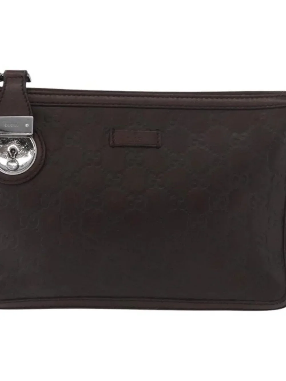 GUCCI GG Canvas Guccissima Clutch Bag Leather Brown 152600 Auth ka3732